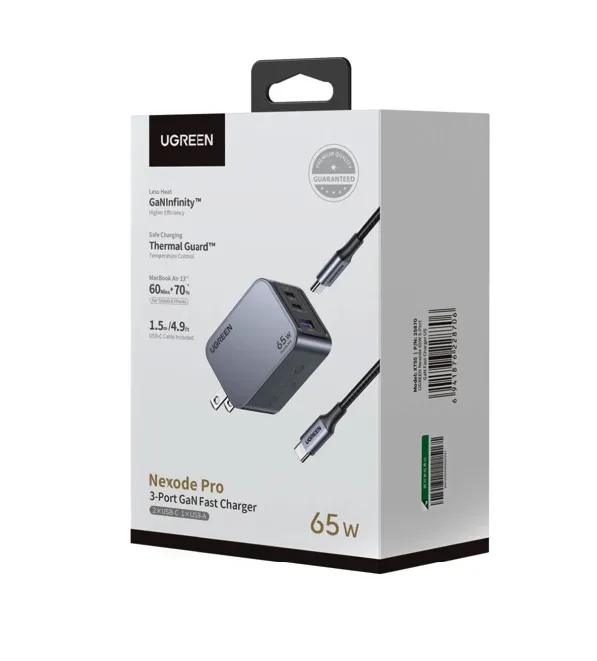Cargador Completo Original Ugreen de Triple entrada 65W