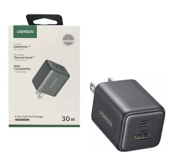 Cubo de Carga Original Ugreen de 2 Puertos 30W