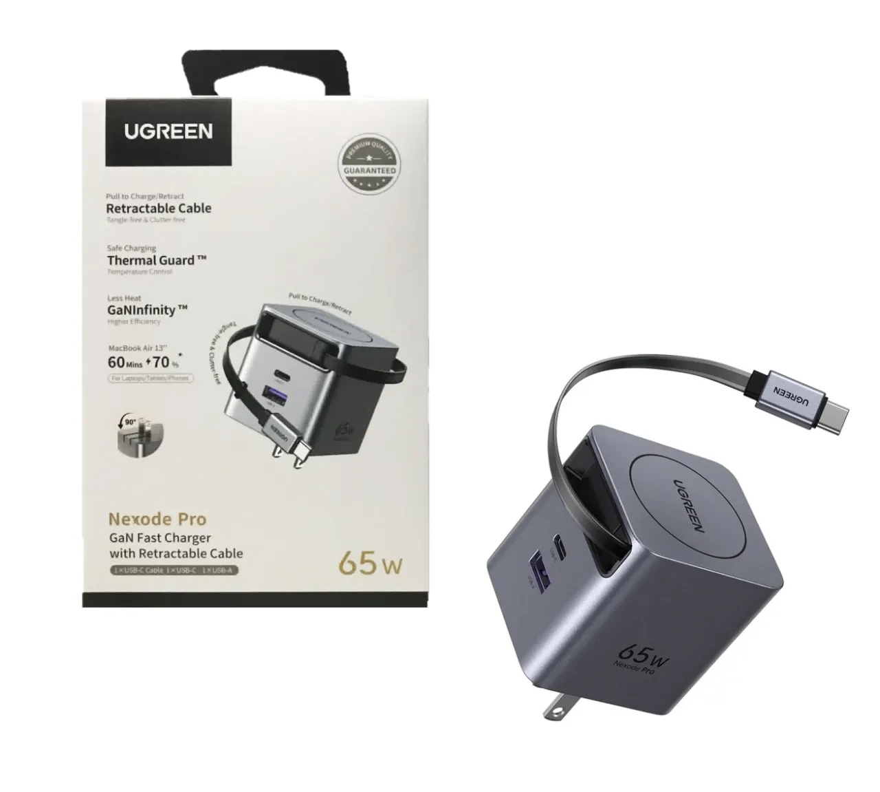 Cargador Completo Original Ugreen de Triple entrada 65W