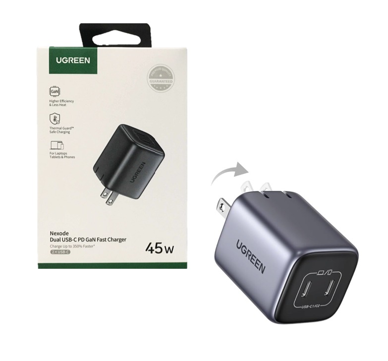 Cubo de Carga Original Ugreen 2 Puertos 45W