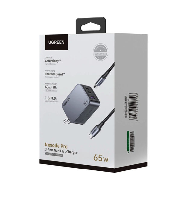 Cargador Completo Original Ugreen de Triple entrada 65W